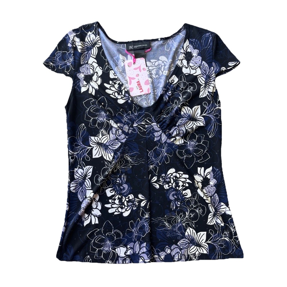 Y2K INC Ruched Summer Dark Fairy Blouse Size PETTITE SMALL